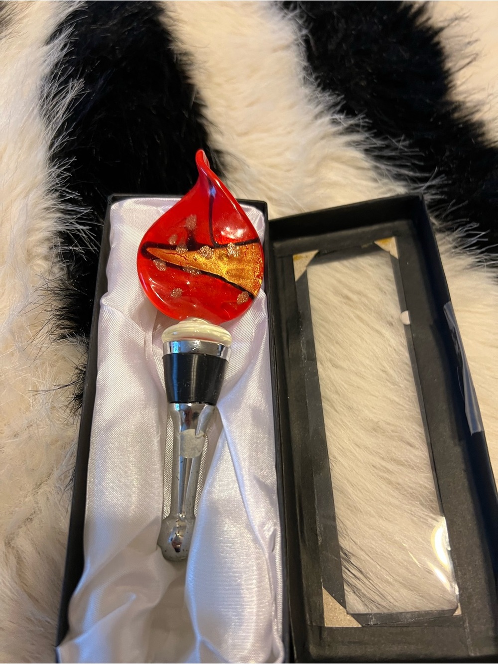 Red Flame Glass Wine Bottle Stopper - Decorative Home Accents